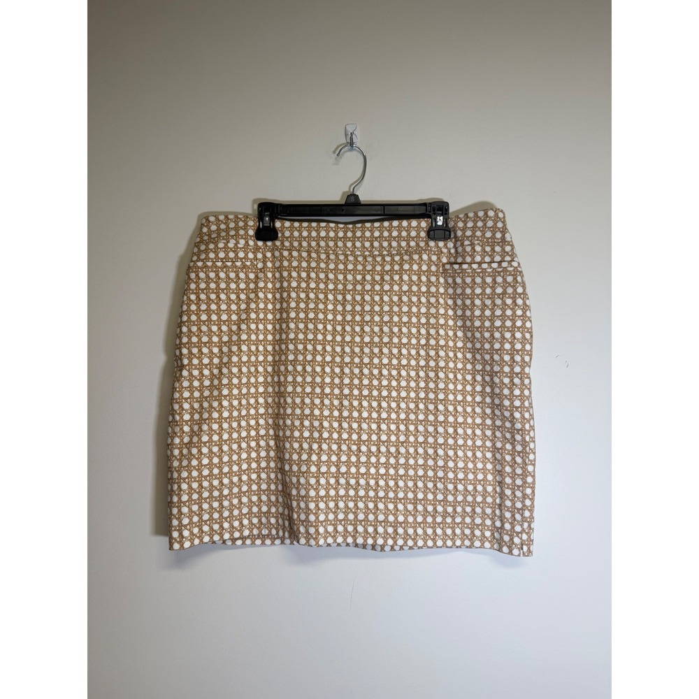 Chico's Women's Yellow and White Patterned Midi Skirt Size 16